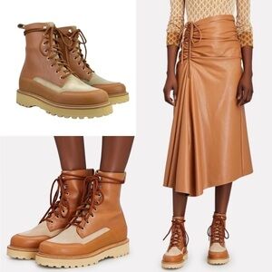 Ulla Johnson Etna Leather Combat Boots Sz 5 Sz 35 NIB